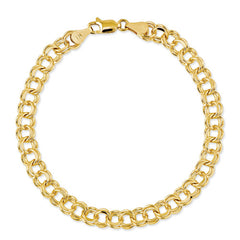 14k Yellow Gold 5.00mm Double Link Charm Bracelet