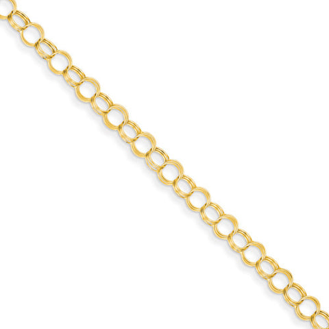 14k Yellow Gold 4.50mm Triple Link Charm Bracelet